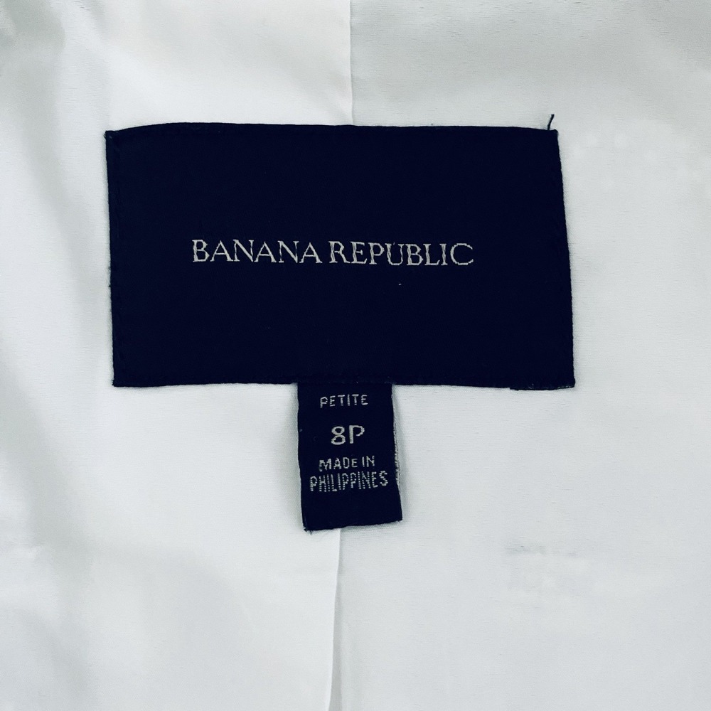 Banana Republic Jacquard Moto Jacket Womens 8P White Textured Stretch Petites - Picture 6 of 16